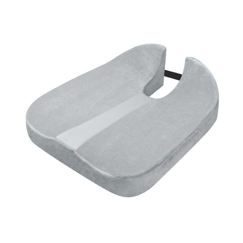 Perna ortopedica pentru sezut din spuma cu memorie 4D, QFC-060B Arvada ErgoSupport, forma V, dimensiuni 43x45x13.5x7cm, husa detasabila respirabila si design ergonomic inbunatatit, husa flanel gri
