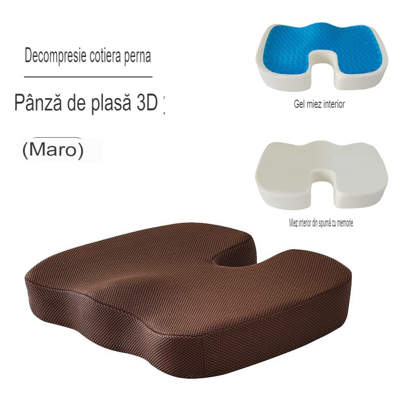 OEM Perna ortopedica pentru sezut din spuma cu memorie si gel racoritor Arvada ErgoSupport, dimensiuni 45x35x7cm cm, husa…