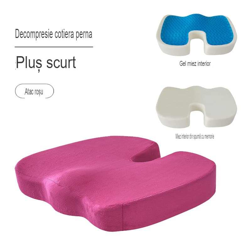 OEM Perna ortopedica pentru sezut din spuma cu memorie si gel racoritor Arvada ErgoSupport, dimensiuni 45x35x7cm cm, husa…