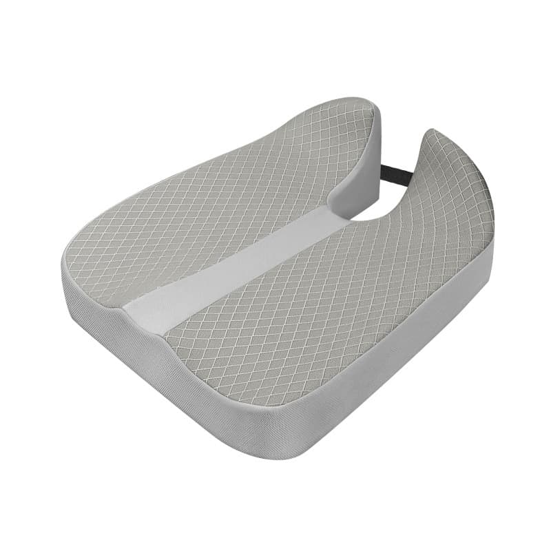 Perna ortopedica pentru sezut din spuma cu memorie 4D, QFC-060B Arvada ErgoSupport, forma V, dimensiuni 43x45x13.5x7cm, husa detasabila respirabila si design ergonomic inbunatatit, husa gri