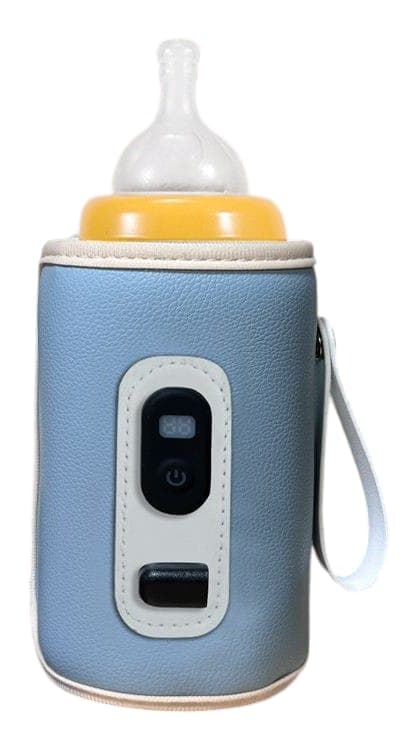Incalzitor de sticle cu biberon portabil Arvada Baby Comfort, cu incarcare USB, maner silicon, Temperatura constanta pana la 24 h, 14x8cm afisaj digital, albastru