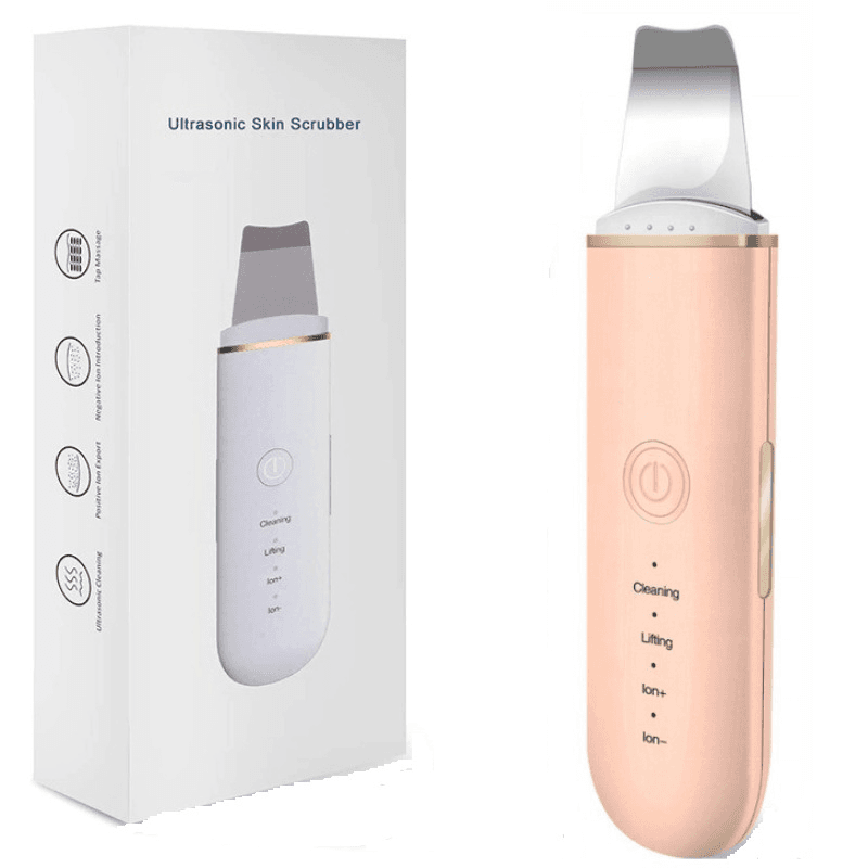Aparat de curatare faciala cu ultrasunete, Arvada DermaSonic 7C-CPY-01 Ultrasonic, dispozitiv cu ioni, indepartare puncte negre, hidratare, skin scrubber, peeling, curatare ten, anti rid, anti imbatranire, acumulator, 75gr, roz