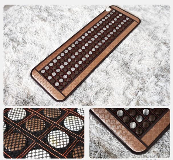 Saltea de jad cu pietre germanium cu incalzire turmalina Arvada KingRelax, raze Infrarosii, temporizator caldura 50x150cm (stimulator personal cu caldura), alb/mixt