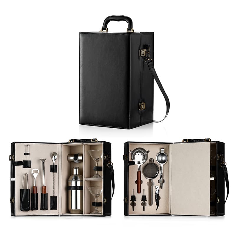 Set Cocktail Portabil Arvada® ShakerPro, 16 piesec, Otel Inoxidabil, cutie deosebita, multiple Accesorii Barman, Uz Casnic sau proferional, ideal cadou, negru