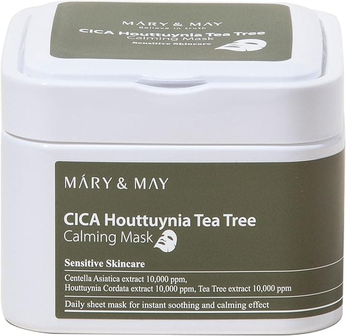 Masca de fata vegana, Mary May, 30 bucati, Houttuynia CICA, anti-inflamatorie, calmanta