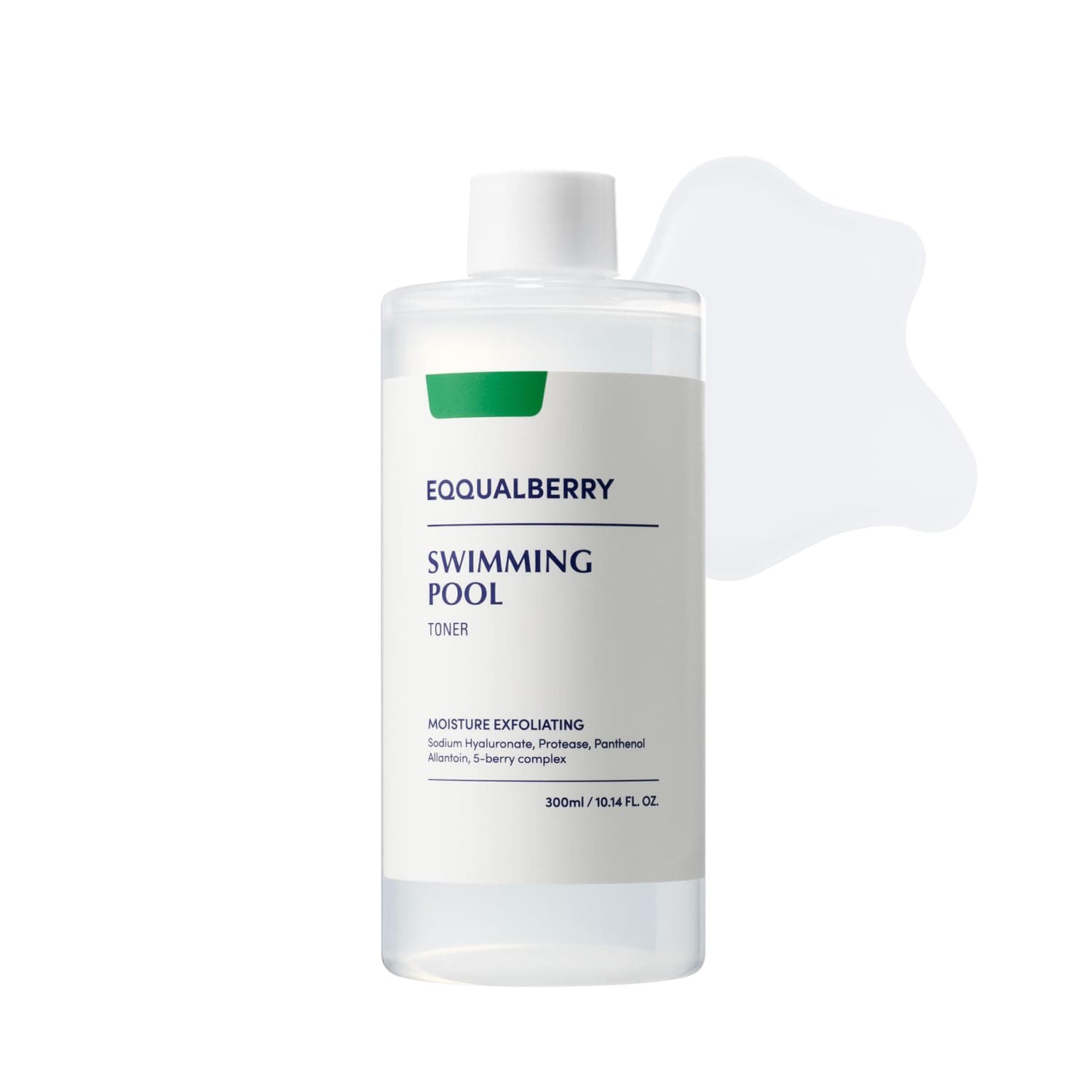 EQQUALBERRY Swimming Pool Toner, Toner facial delicat cu Enzime Proteaza si Acid Hialuronic pentru exfoliere blanda, pori si hidratare, 300 ml