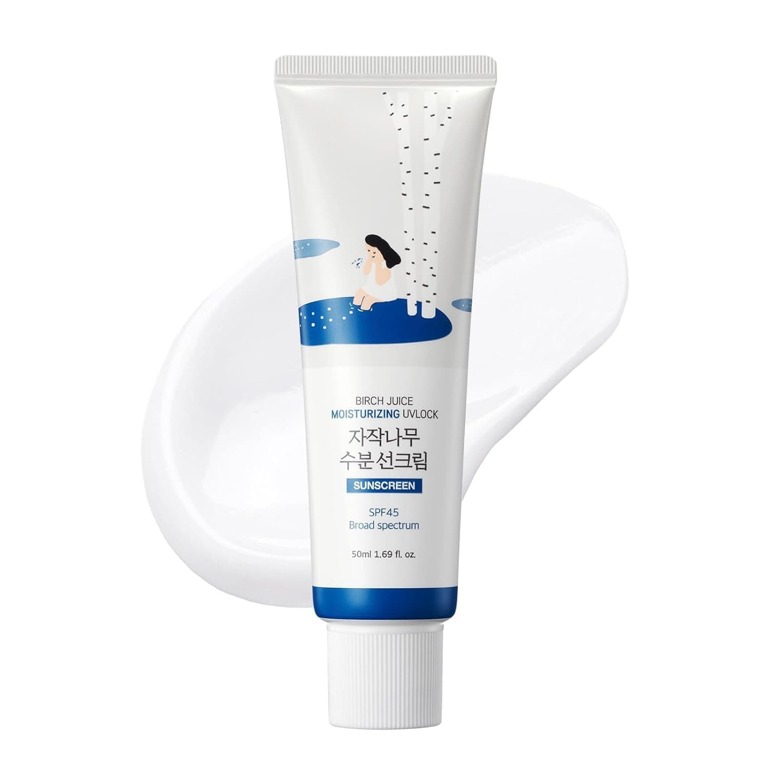 Crema de Fata cu Protectie Solara ROUND LAB Birch Juice Moisturizing Sunscreen, SPF 50+ PA++++, Hidratare Intensa, Efect Calmant si Luminozitate, 50 ml