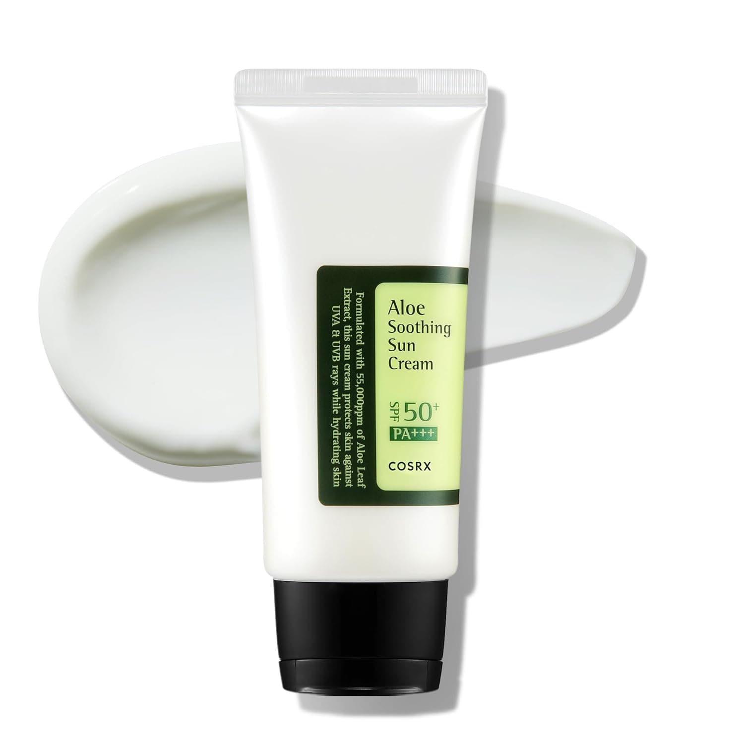 Crema de Fata cu Protectie Solara COSRX Aloe Soothing Sun Cream SPF 50+, Efect Hidratant si Calmant cu Extract de Aloe Vera, Fara Urme Albe, Ideala sub Machiaj, Protectie UV Zilnica, Skincare Coreean, Unisex, 50 ml