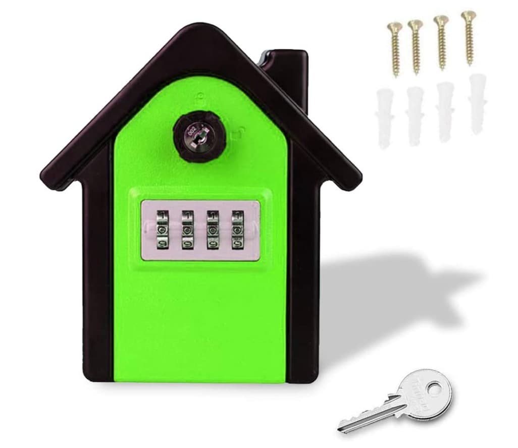 Cutie Securizata pentru Chei Arvada Homes, Caseta Exterior cu Cod Mecanic din 4 Cifre, Rezistenta la Intemperii si Waterproof, Material Aliaj de Zinc, Dimensiuni 15 x 13.5 x 5.5 cm, verde