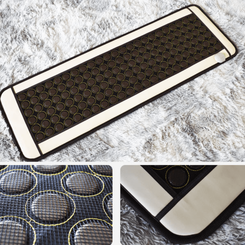 Saltea de jad cu pietre germanium cu incalzire turmalina Arvada® KingRelax, raze Infrarosii, temporizator caldura 50x150cm (stimulator personal cu caldura), 8 Germanium stone mesh