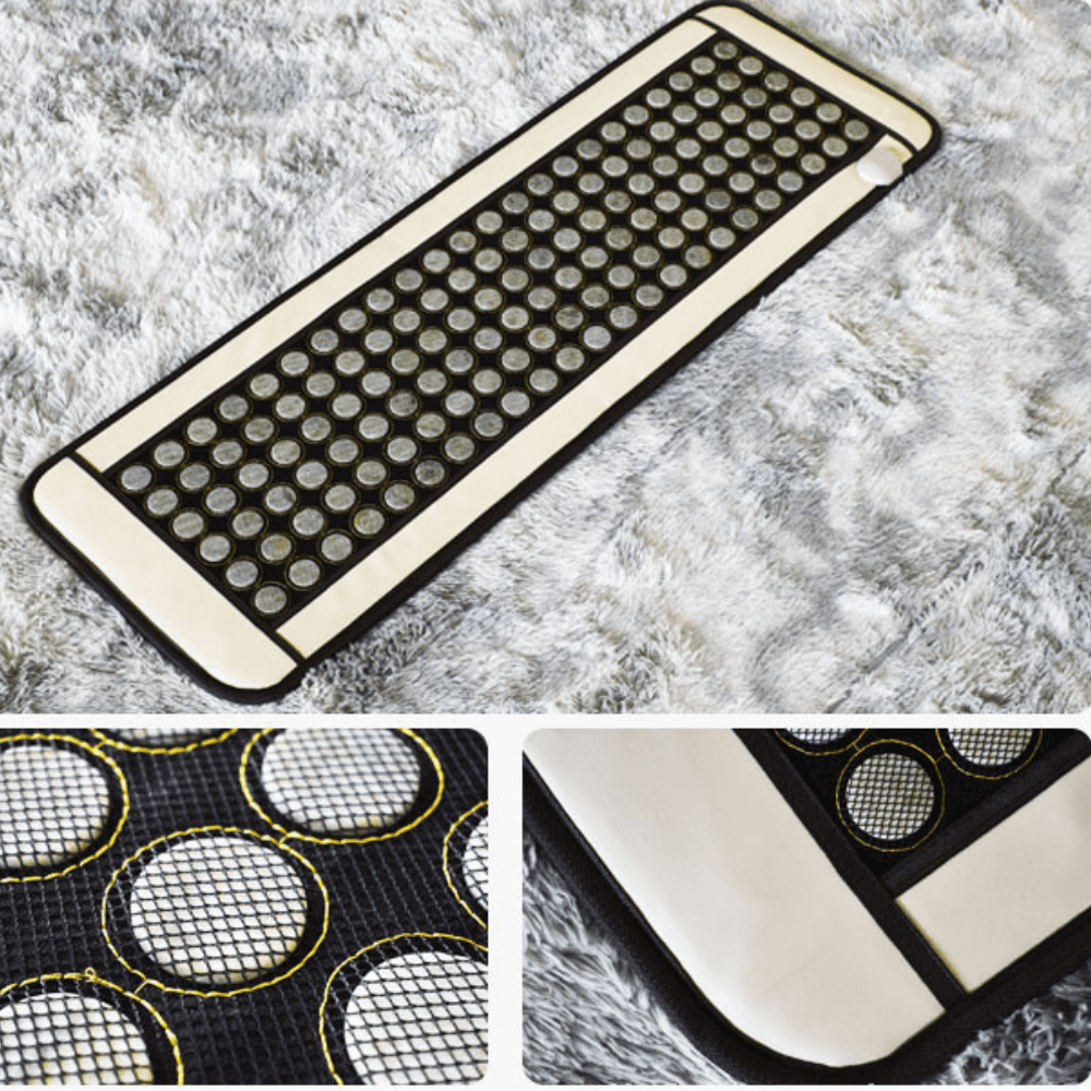 Saltea de jad cu pietre germanium cu incalzire turmalina Arvada® KingRelax, raze Infrarosii, temporizator caldura 50x150cm (stimulator personal cu caldura), 5 Jade mesh