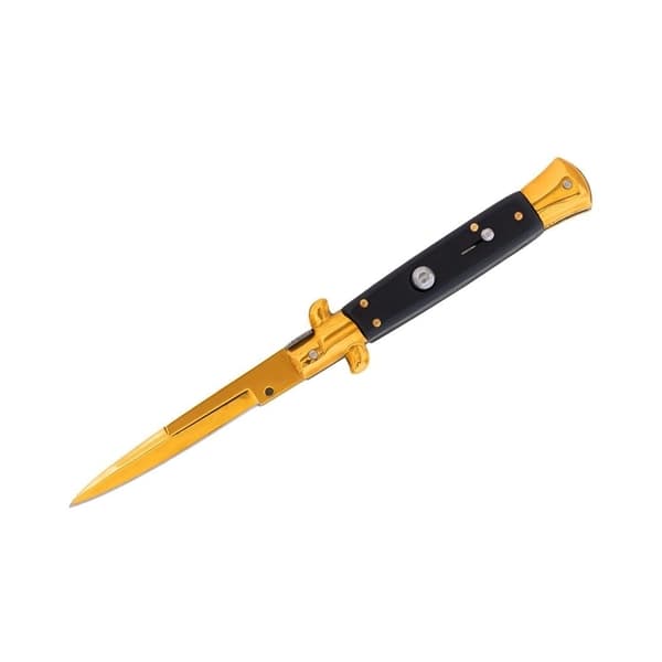 DEPOX Cuțit pliabil cu arc, DEPOX®, finisaj auriu – design italian clasic, husă inclusă, 22 cm, auriu