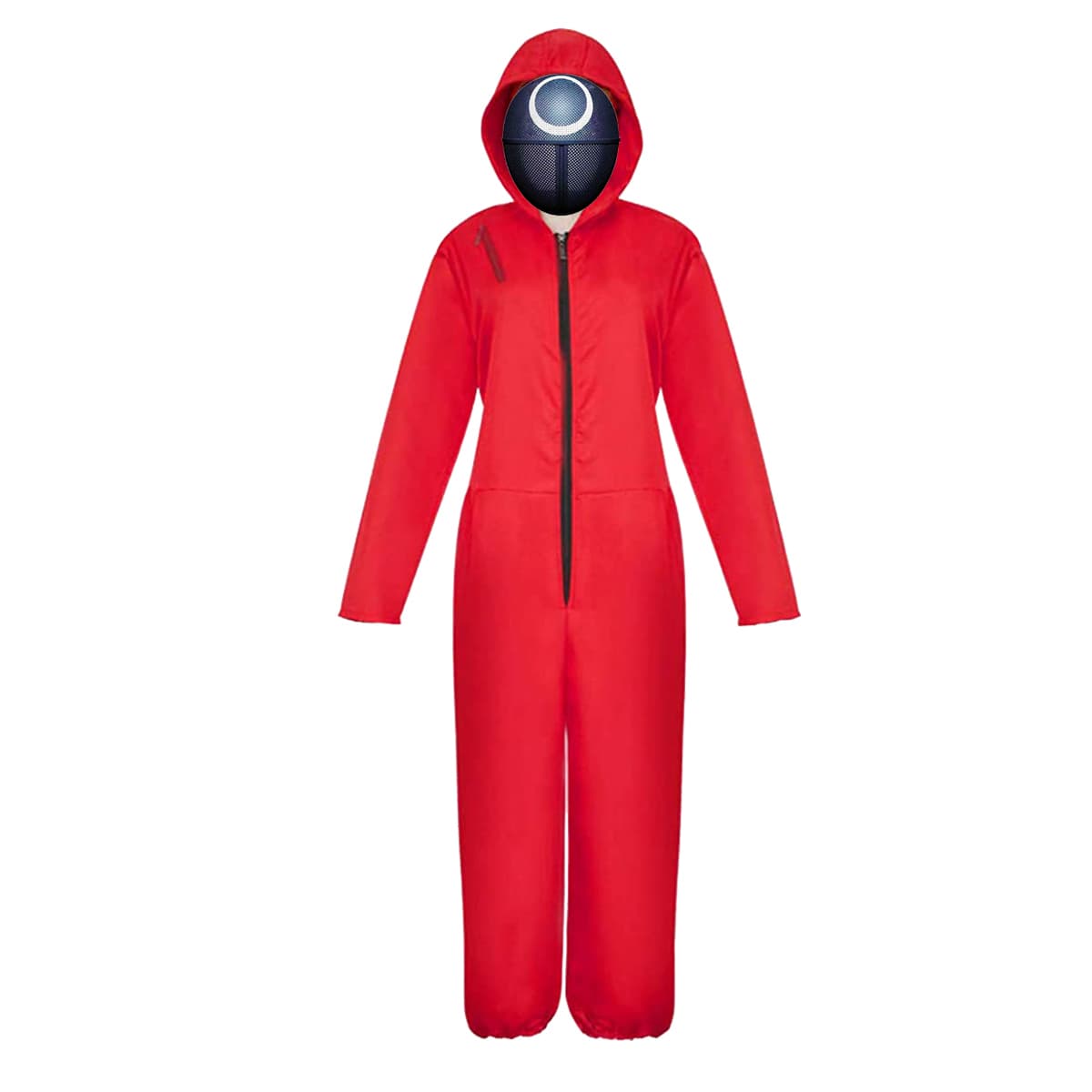 DEPOX Costum pentru copii, Jocul Calamarului, Cerc, rosu, masca inclusa, 3-5 ani, 100-110 cm