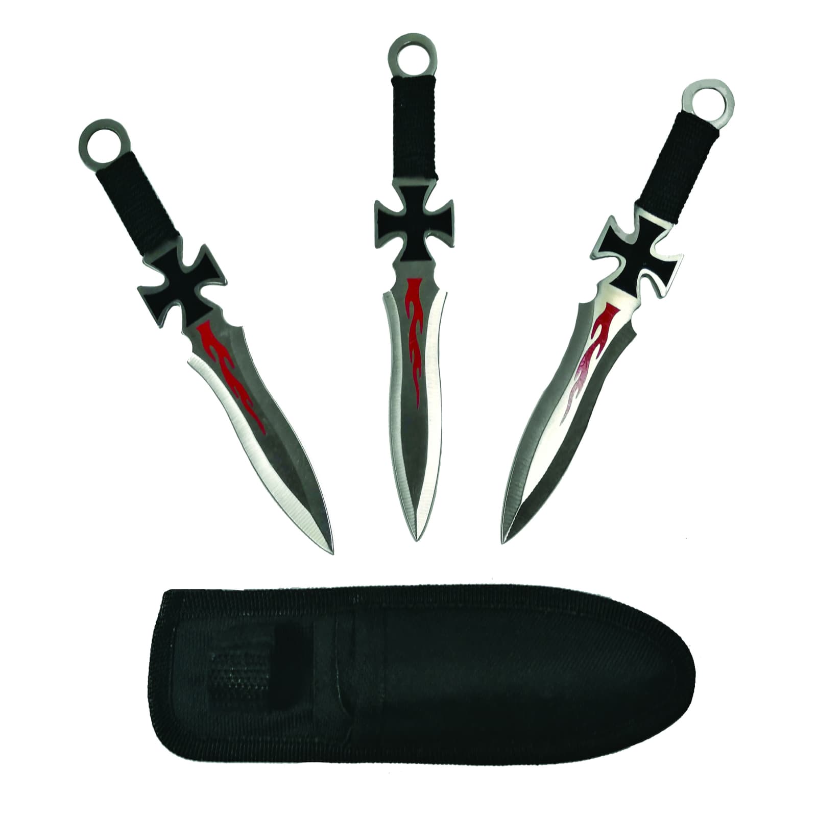 DEPOX Set trei cutite de aruncat DEPOX®, Cross Fury, otel inoxidabil, 19 cm Negru
