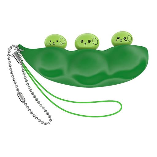 Jucarie antistres, pastaie de mazare, tip breloc, 6.5 cm, verde