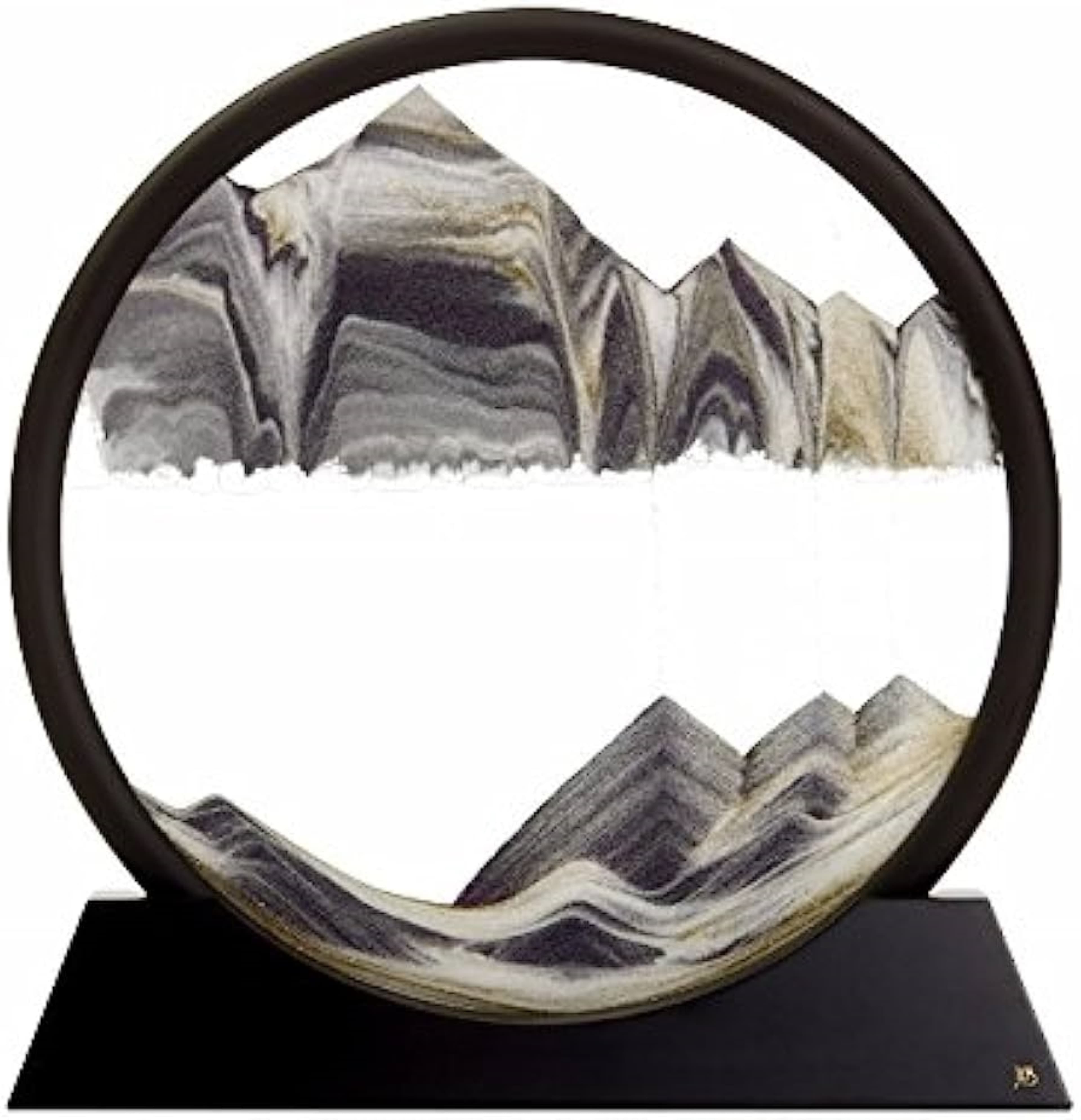 OEM Decoratiune casa, birou tip clepsidra, sticla/nisip 3D, 18X19.5 cm, alb/negru