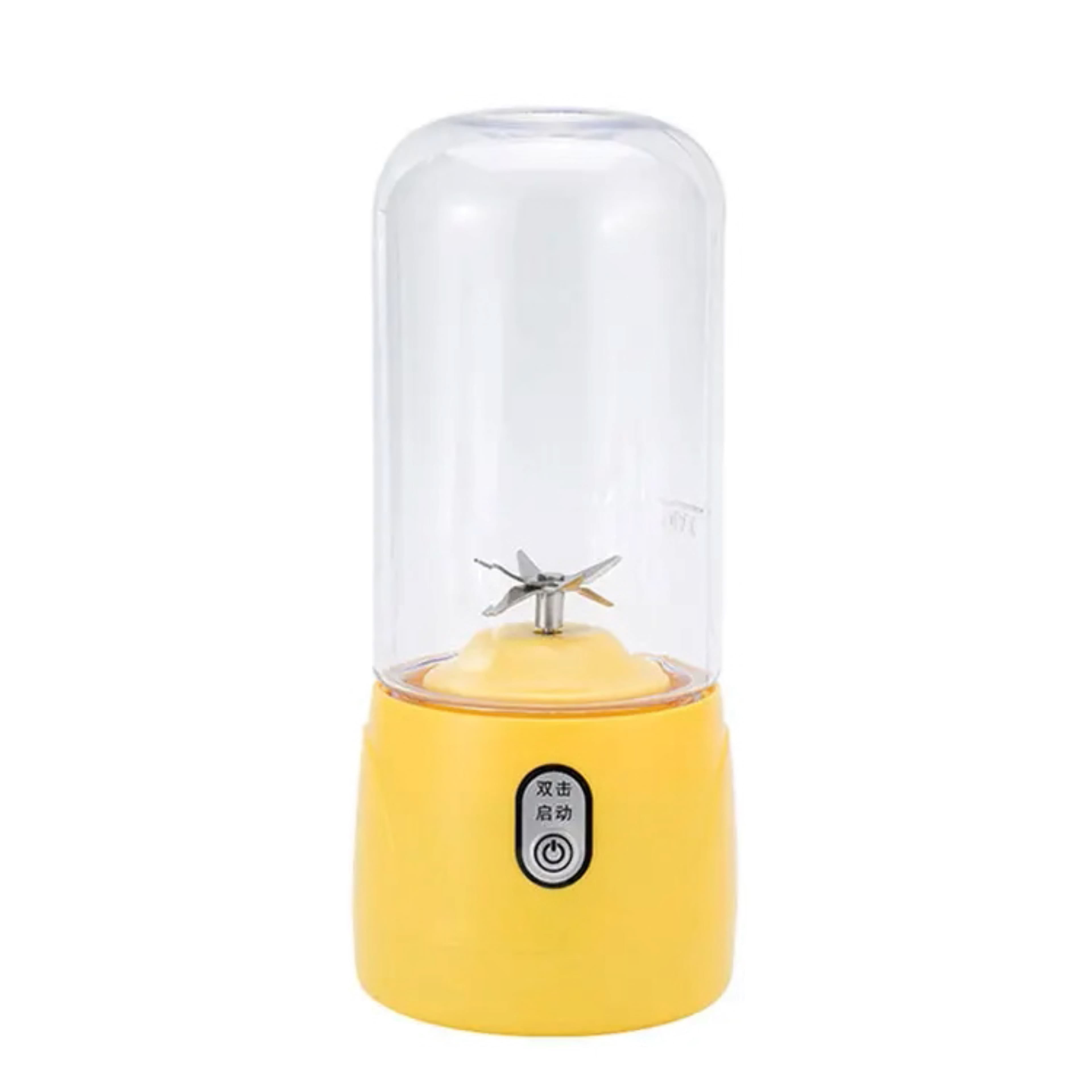 Mini Blender Electric, MYRIVER, 35W, 1800 RPM, portabil, multifunctional, Auto-curatare, Autonomie Mare, Capacitate 410 ml, 6 Lame 3D, acumulator, galben