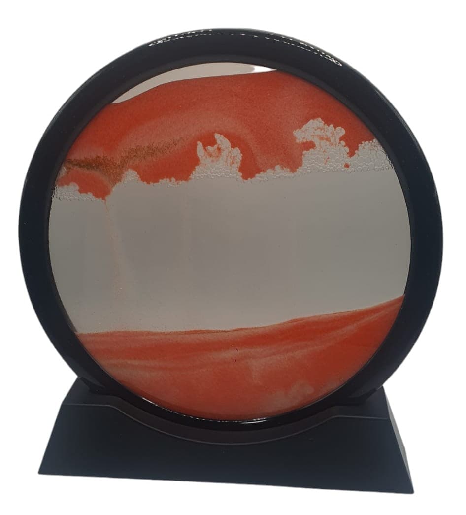 OEM Decoratiune casa, birou tip clepsidra, sticla/nisip 3D, 26x27 cm, rosu deschis/negru