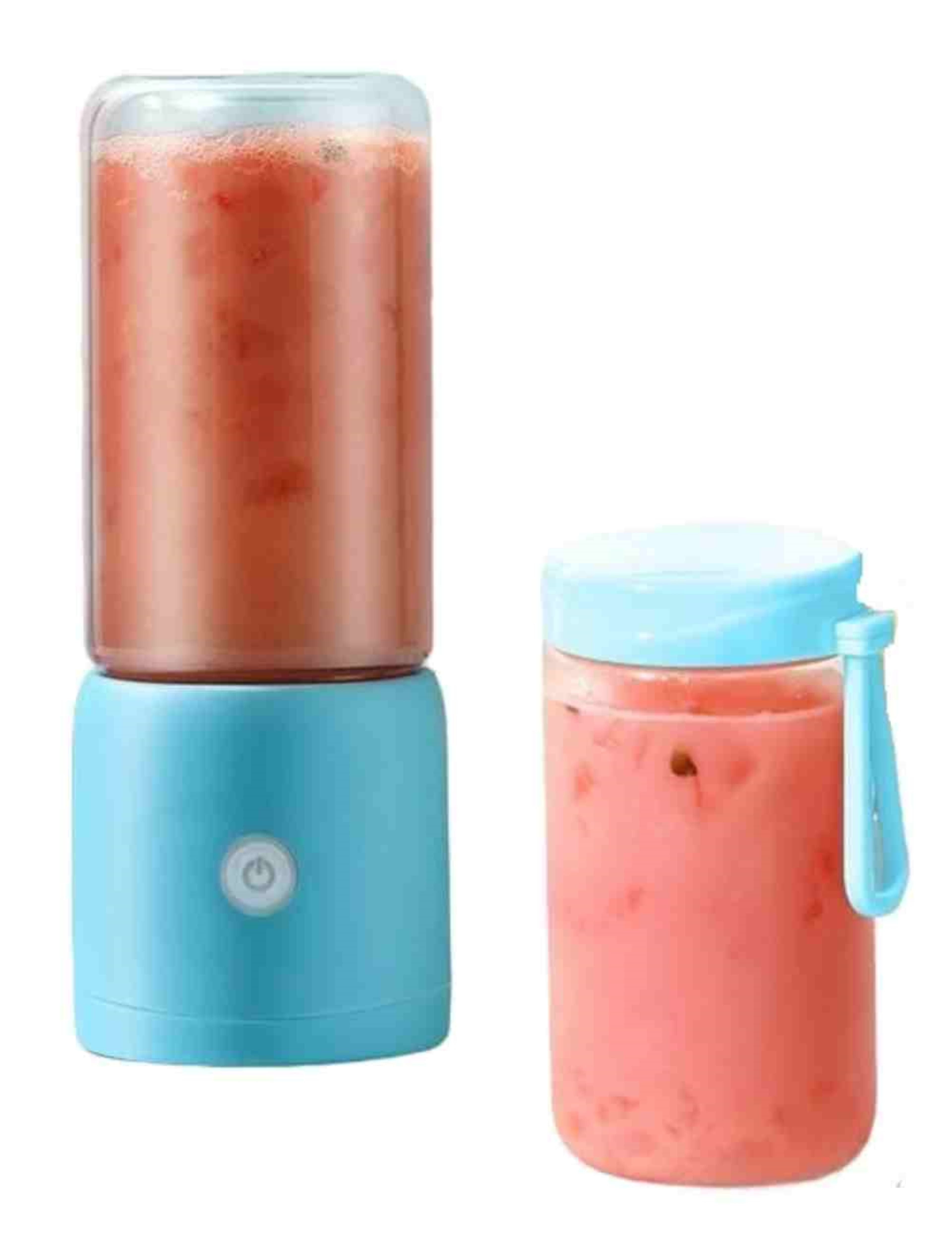 Mini Blender Electric, Kerisson Easy Mix, extra pahar borosilicat rezerva, 60 W, 16.000 RPM, Portabil, Multifunctional, Auto-curatare, Autonomie Mare, Capacitate 380 ml, 8 Lame 3D, Acumulator 2000 mAH, albastru