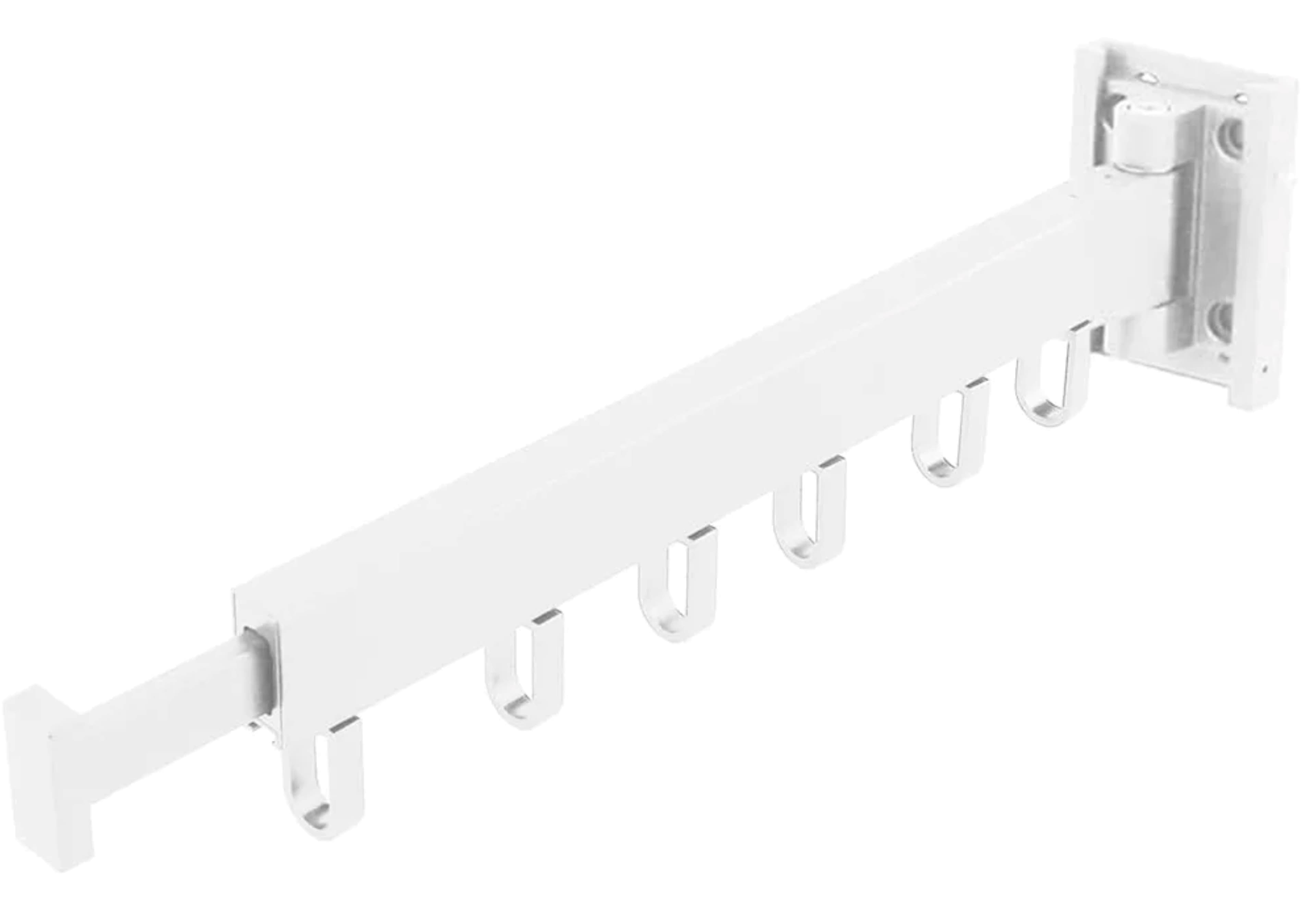 Suport de uscare montat pe perete Helper 54cm, retractabil cu carlige, usor de instalat, capacitate mare de incarcare, pentru balcon/baie/dormitor, alb