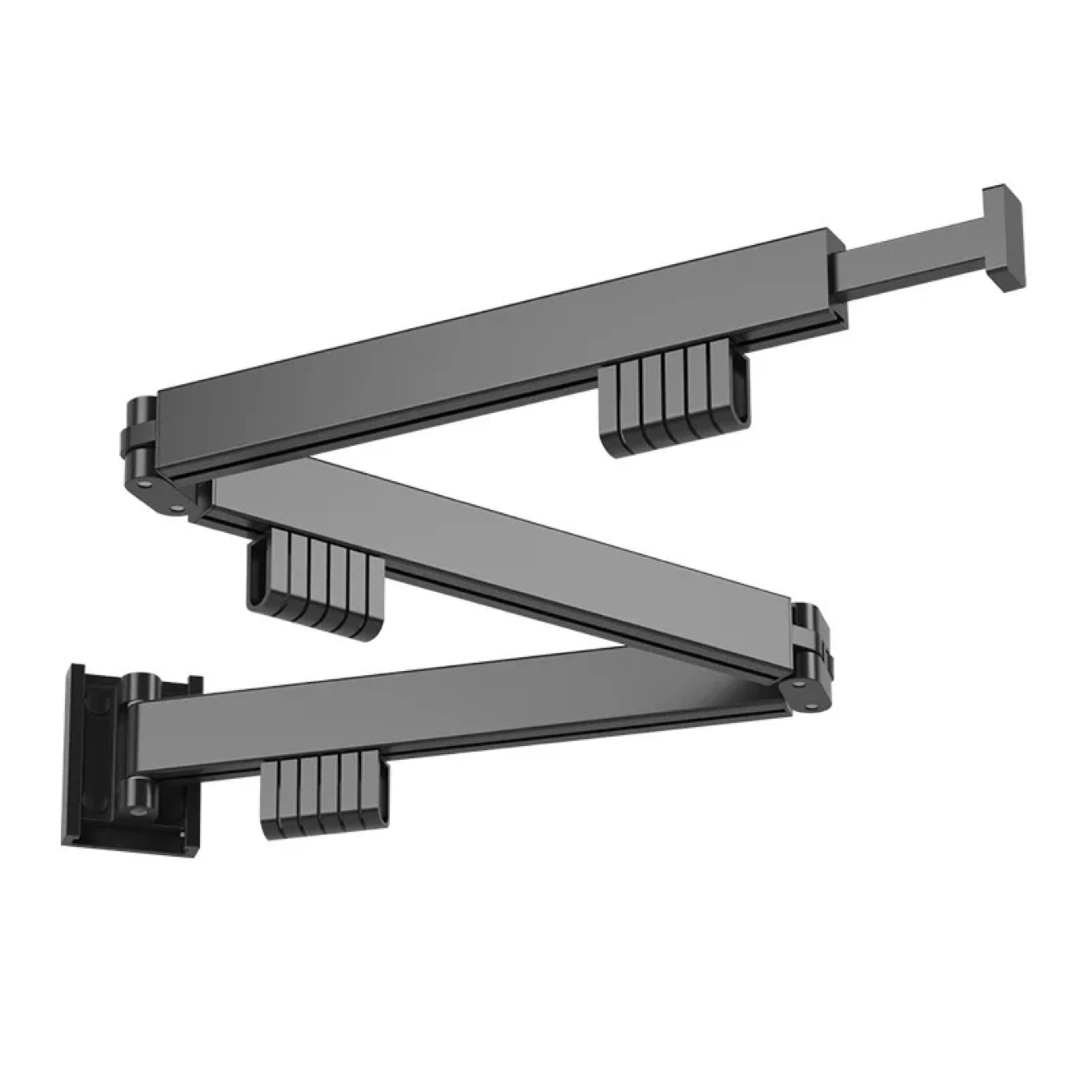 Suport de uscare montat pe perete Helper 114cm, retractabil cu carlige, usor de instalat, capacitate mare de incarcare, pentru balcon/baie/dormitor, negru