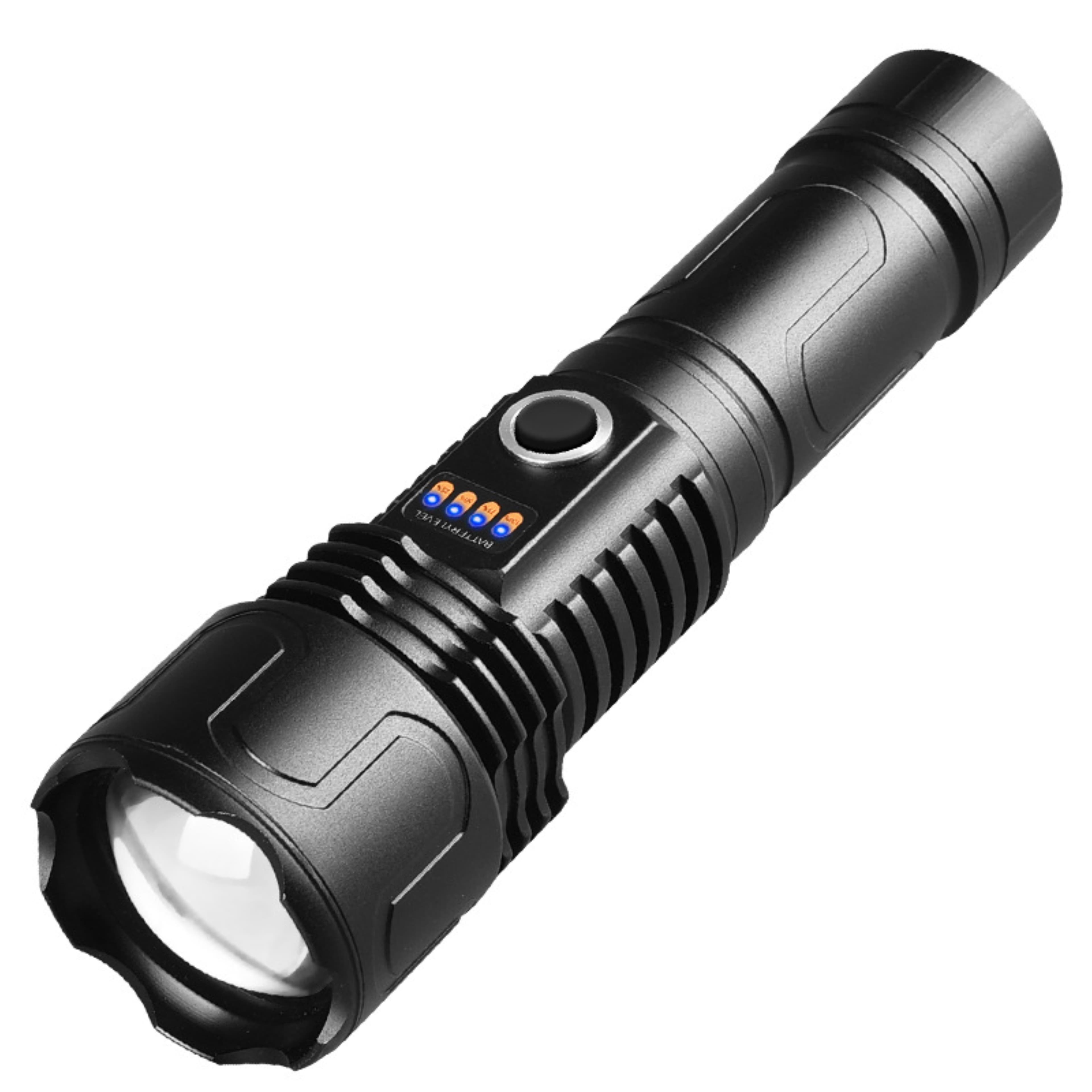 Lanterna LED Asafee LT-P0006 Ultra-Bright, 20w din aluminiu, sursa XHP50/70/WHITE LASER , profesionala, focus ajustabil, acumulator 6000mah inclus, rezistenta la apa, incarcare USB, 3500 lumeni, 3 moduri, neagra