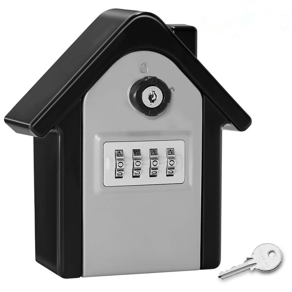 Cutie pentru chei waterproof Astro, caseta exterior cu cod mecanic din 4 cifre, material aliaj zinc, dimensiuni 15 cm x 13.5 cm x 5,5 cm,  negru/gri