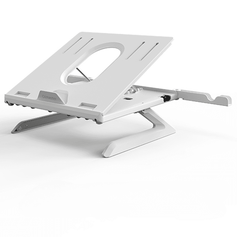 Stand pentru laptop Tronsmart  AP9001-B ergonomic si portabil care asigura o ventilare eficienta si un unghi de inclinare reglabil, compatibil cu MacBook Air, Pro sau Microsoft Surface cu dimensiuni pana in 15,6 inch, dimensiuni 28x28x22.5 cm, alb