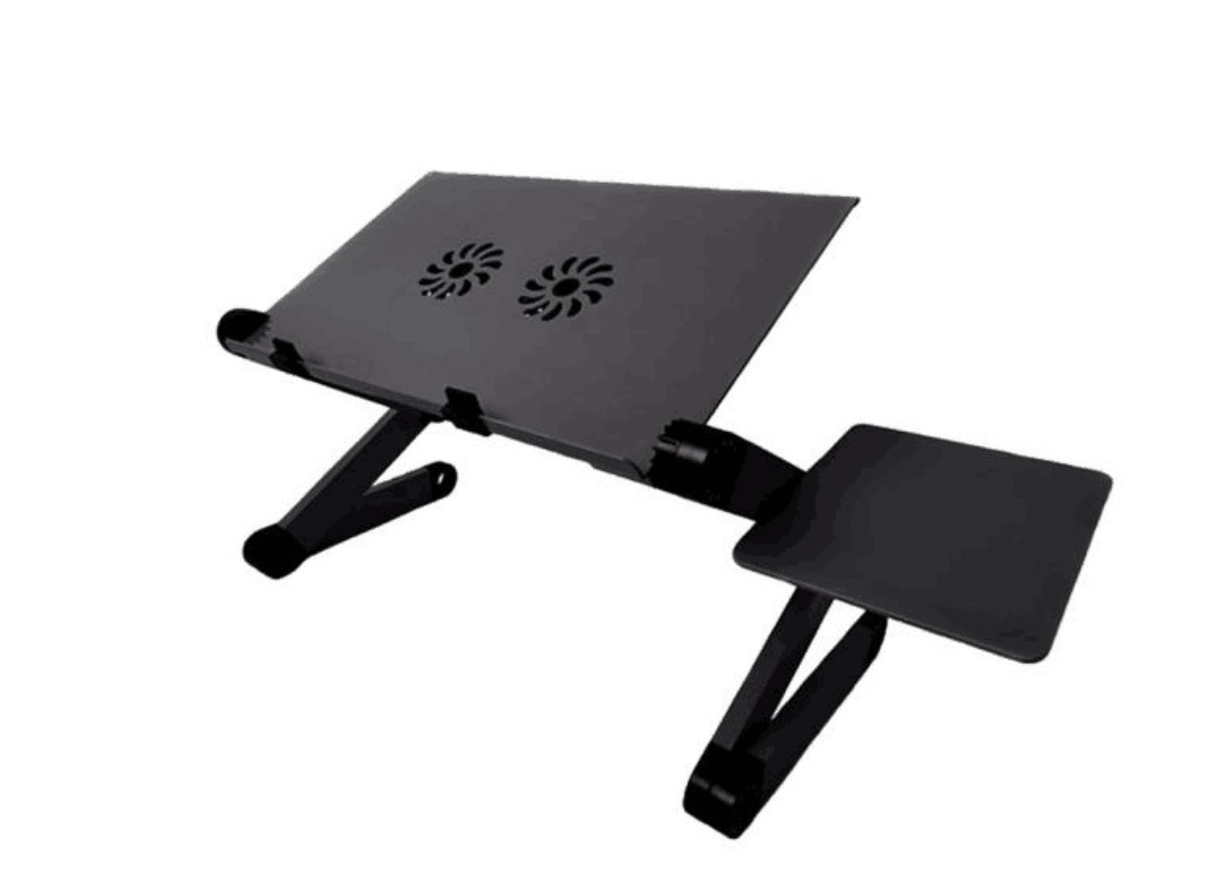 Masuta laptop Tronsmart YL-807 inaltime reglabila, din aluminiu cu sistem dublu ventilatie tip coller USB , 3 picioare,  suport reglabil mouse,  42 x 26 cm,  neagra
