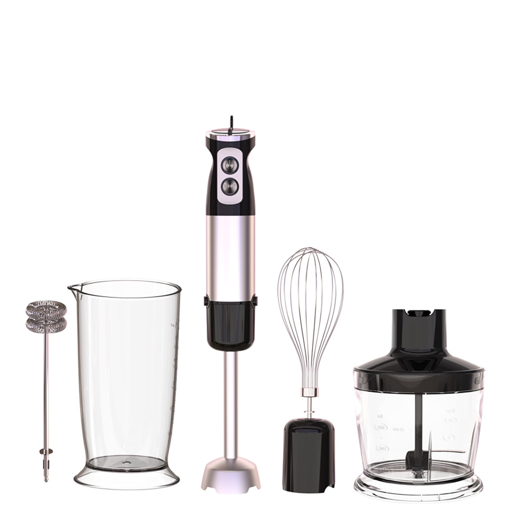 Set Blender vertical profesional 5 in 1 Glory HB-8001 cu putere 600W, Lama din Otel inoxidabil, Silentios, 12 trepte de viteza, Functie Turbo, Cana 600ml, Tocator 500ml, Multifunctional, Negru